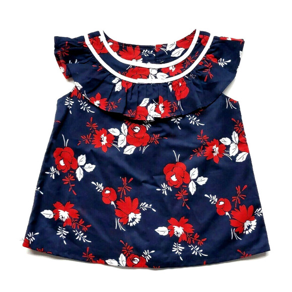 New Janie & Jack 3T Ruffle Top Red White & Blue July Holiday - Picture 1 of 5